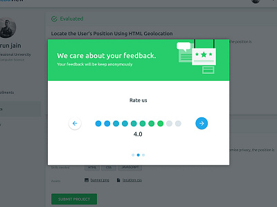 Feedback Popup for a Education Website feedback green popup rate