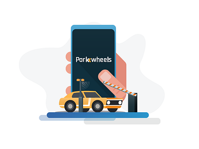 illustration for welcome screen app blue car illustration mobile parking ui yellow