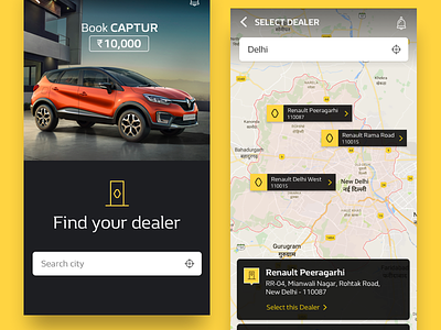 Dealer Locate UI for Renault Captur apple car dealer locator renault ui