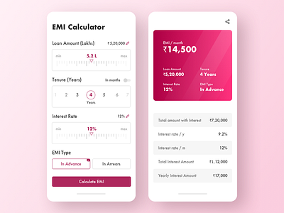 Car Loan EMI Calculator #dailyui android bank calculator carloan design emi india loan calculator ui ui elements ui web design