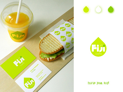 Fiji Cafe branding bussiness card cafe design fresh graphic design graphicdesign green logo packaging