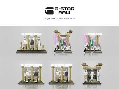 G-Star RAW design graphic design graphicdesign illustration new collection presentation stage stage design stend