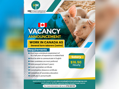 Job advert flyer HM international 3d advert branding design fliers flyer graphic design illustration job adver logo minimal motion graphics ui ux vector