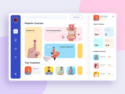 E-learning Dashboard - Student Version app clean design graphic design icon illustration minimal typography ui ux