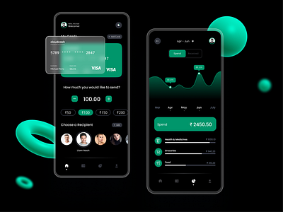 Finance Tracker Dark App UI : Fintech Version app clean design graphic design icon illustration minimal typography ui ux