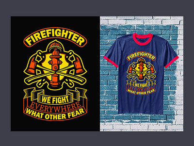 Awesome Firefighter T-Shirt Design branding civil defence creative defence design emergency fighter fire firefighter graphic design illustration logo minimal t shirt t shirt template tshirt unique vector