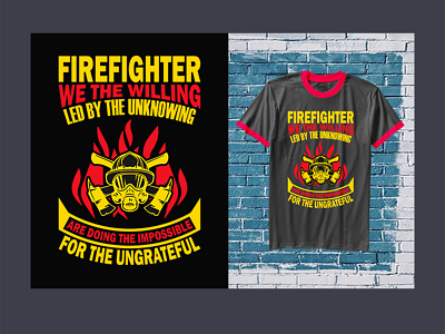 Awesome Firefighter T-Shirt Design Template rescue