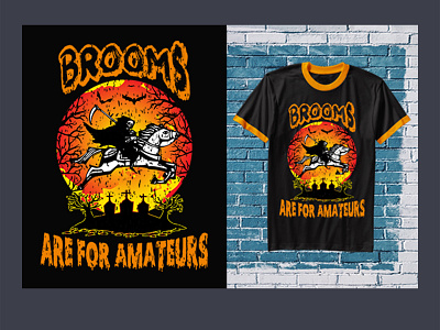 Halloween Broom T-Shirt Design Template broom horse style