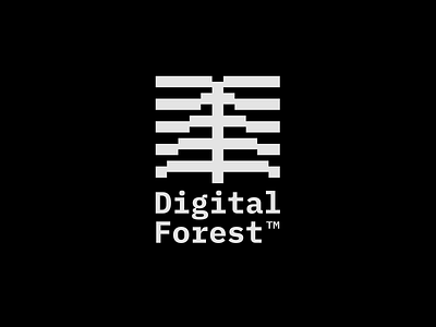 Digital Forest Logo Design blackandwhite branding clean concept design digital flat forest leaf logo mark minimal modern nature outdoors park simple technologies tree trunk