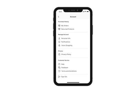 Profile page for ecommerce mobile app by Lillian Nwaoha on Dribbble