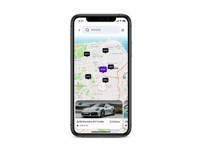 Rental Car App Prototype animation app app design automotive car card ios map minimal motion rental swipe ui ux