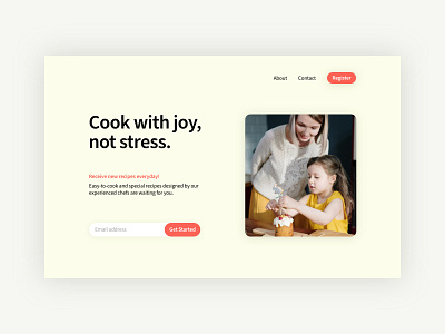 Recipe Subscription Landing Page cooking daily challange daily ui daily ui 003 daily ui challenge dailyui dailyuichallenge landing page landing page design landing page ui subscription