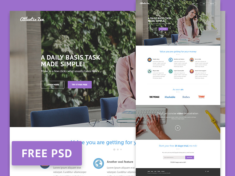 Download Atlantix Zen Free Psd Website Template By Henry Reyes On Dribbble PSD Mockup Templates
