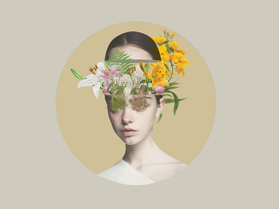 thoughts art artwork biege collage flowers girl illustration spring