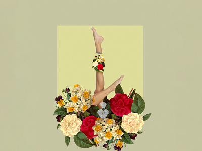 spring art collage flowers illustration арт девушка