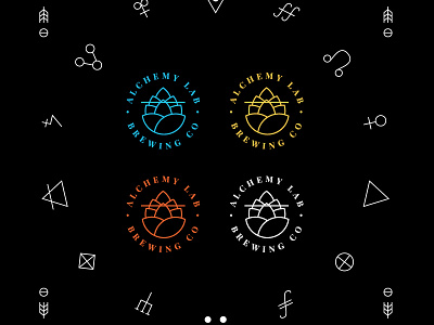 Alchemy Lab Brewing Co. alchemy beer branding fever dream geometric identity logo mark mono line