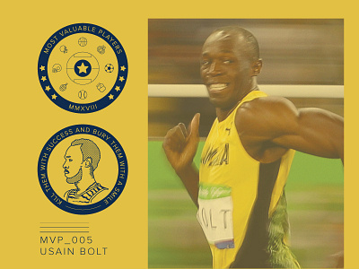 MVP_005 - Usain Bolt athlete challenge coin illustration jamaica mvp olympic portrait running track usain bolt