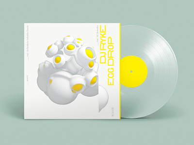 DJ Ryke – Egg Drop 3d bubble c4d cinema coverdesign eastern egg eggs eggwhite exploration music offwhite organic random surface vinyl record