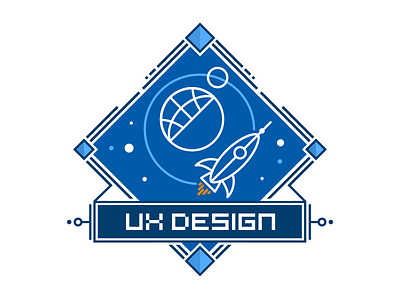 UX Badge badge illustrator rocket space ux