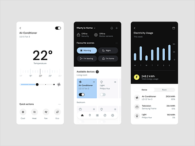 Smart Home App: UI Design 2d animation app app design concept design interaction mobile smart home typography ui visual design