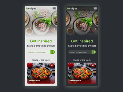 Recipes home page design graphic design minimal mobile ui web website