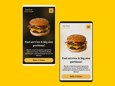 Fast food home webpage for iPhone SE design mobile ui web website