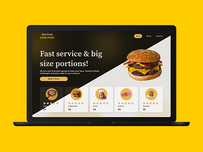 Fast food home webpage for laptop