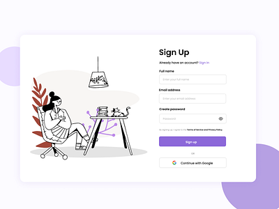 Sign up page