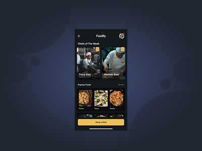 Foodfy a book your private chef App app branding design food food app mobile product ui ux visual design