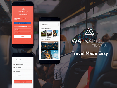 Walkabout Travels Mobile app concept app art clean colors design mobile travels ui ux