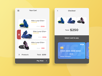 Morning warm up (Cart and Checkout) blue card cart design mobile payment info red shoe ui ui design ux