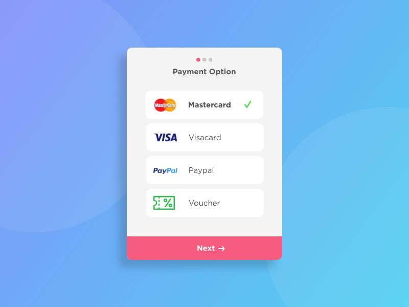 Morning warm up (Payment Option Card) by Guilherme Atanes on Dribbble