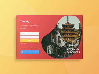 morning warm up (Travel Login) clean design landing page product travel ui ux visual design web design