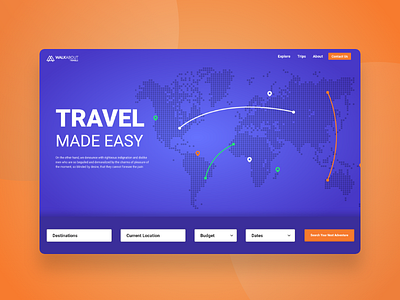 WalkAbout Travels IS COMING app blue creative explore home page purple travels ui ux web design