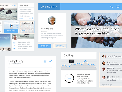 Clean UI Kit data visualization gallery health hero image journal entry navigation ui kit user interface