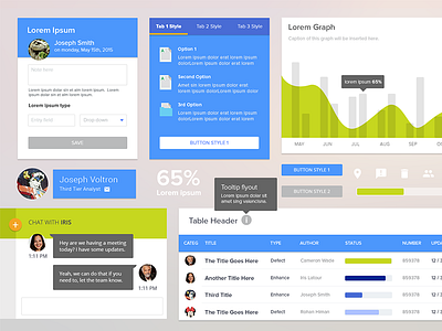 Material Design UI Kit chat data entry graph management tool material design table ui kit