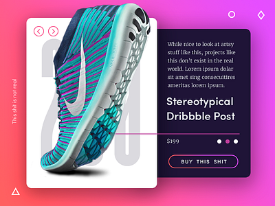 Stereotypical Dribbble Post dribbble fake flat futuristic material design memphis style nike shoe store ui ux