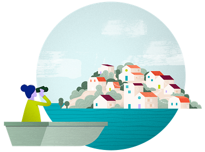 Trulia 404 Page 404 boat character drawing hand drawn homes illustration island looking ocean searching vector