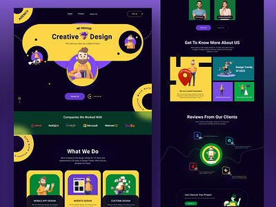 Creative Design Agency Website Design Concept business creativedesign darkmode design2022 designagency designcompany digitalproduct hireus inspiration trendeing uiuxdesigner webdesign websitedesign webuiux yellow