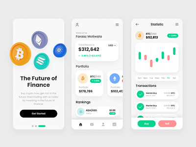Crypto Currency App application bank banking bitcoin credit card crypto crypto app crypto wallet cryptocurrency ethereum finance app minimal mobile banking payment stats transaction ui ux wallet
