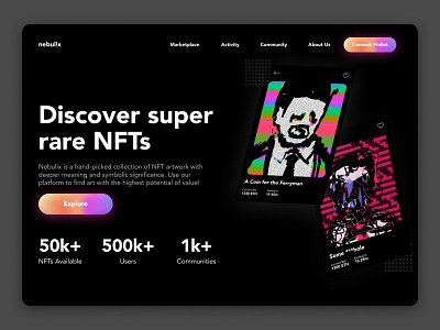 NFT Landing Page abstract art art landing page crypto crypto app landing landing page nft nft landing page product page web web page web site website