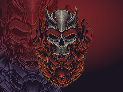 Mecha Skull design illustration vector