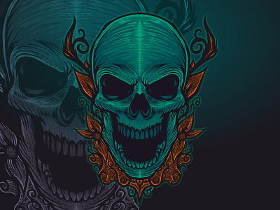 Romantic Skull design illustration vector