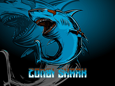 Zombi Shark created in Clip Studio Paint design illustration logo vector