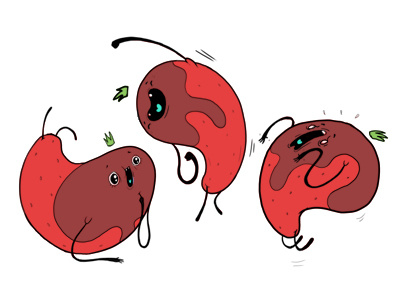 Prince Oddberry character design cute food illustration model sheet poses strawberry