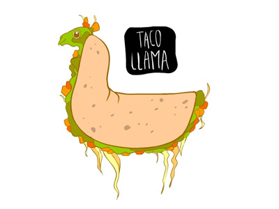 Taco Llama animal character design cute flat food icon illustration vector