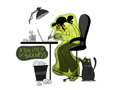 A thin layer of sickness cat character design cold sick working
