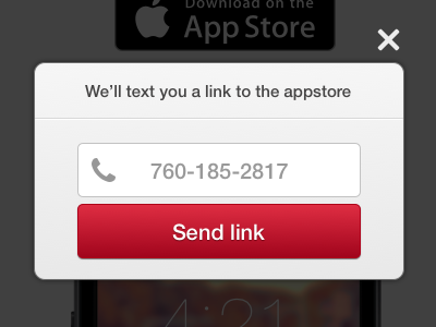 Text link modal modal number phone text twilio