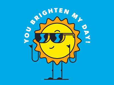 Valentine's blue bright character illustration sassy sun sunglasses yellow