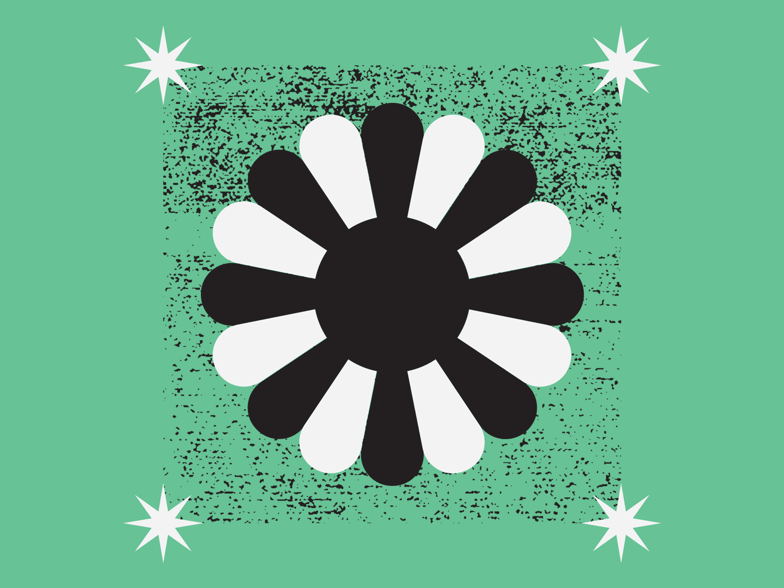In Bloom distress gif green illustration mograph motion simple star vector